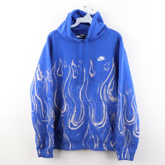 Nike Other - Vintage Nike Spell Out Fire Flames Hoodie Blue